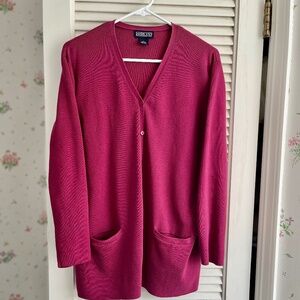 Lands' End Raspberry Cotton Cardigan -- EUC